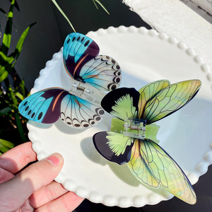 Pince à <span class=keywords><strong>cheveux</strong></span> Bofeia ultra-fée, motif papillon artificiel, élégante, en acrylique, faite à la main, pour chignon, pince requin haut de gamme - Product Image 3