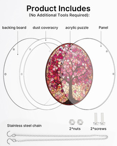 Romántico atrapasueños de acrílico con diseño de árbol de corazones, venta al por mayor, decoración de San Valentín, patrón personalizado OEM, adorno colgante para ventana interior. - Product Image 3