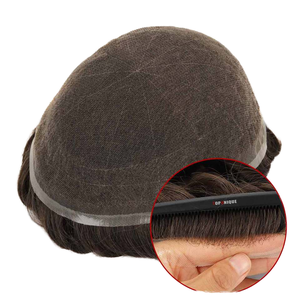 Tupé de Encaje Suizo para <span class=keywords><strong>Hombre</strong></span>, Envío Inmediato, Cabello Indio para <span class=keywords><strong>Hombre</strong></span>, Reemplazo de Parche, Sistema Capilar Realista - Product Image 1