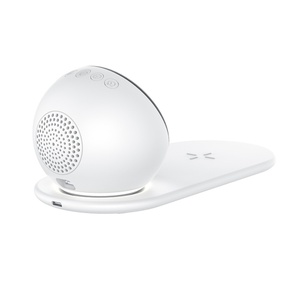 Chargeur sans fil intelligent 4-en-1 15W, haut-parleur Bluetooth, veilleuse LED à bruit blanc, réveil numérique tout-en-un, blanc - Matériau PC - Product Image 4