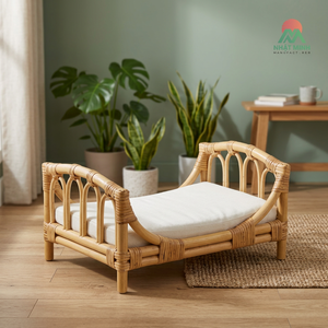 Lit de poupée avec literie, lit pour poupées reborn, meubles jouets en rotin naturel, cadeau pour enfants et tout-petits - Product Image 3