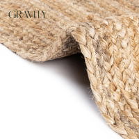 Tapis carré en jute tissé à la main, écologique, durable, naturel, élégant, moderne, populaire 2026, 5,1x5,1 pour salon intérieur