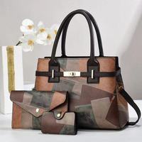 Ensemble de 3 sacs de maternité, sac à main, design patchwork, résistant à l'eau, PU, grande capacité, sac à bandoulière pour femme, pour les trajets quotidiens