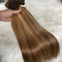 Cheveux humains vierges Remy bruts, couleur piano P4/27, mèches lisses à tisser
