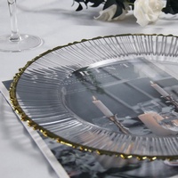 Assiettes de présentation en verre transparent pour événements festifs, décoration écologique, assiettes de mariage, couleur de bord doré, rose doré, noir, émail