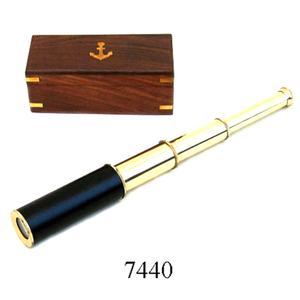 Antiguo latón sólido Marina telescopio náutico con caja de madera de mano de cuero en catalejo telescopio para venta - Product Image 4