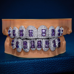 Grillz personnalisés en argent sterling 925 avec diamants Moissanite pour hommes et femmes, bijoux dentaires glacés, accessoire de mode de luxe pour le quotidien - Product Image 1