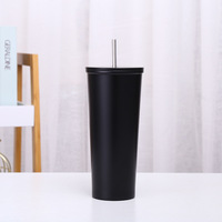Gobelet isotherme en acier inoxydable à double paroi avec paille pour jus et lait, idéal pour les voyages - Vente en gros