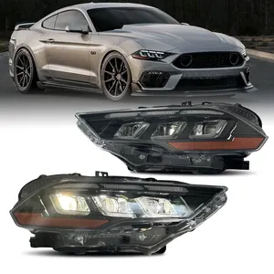 HCMOTIONZ lampu depan mobil LED, lampu depan animasi DRL kualitas tinggi 2018-2022 untuk Ford Mustang