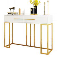 Console d'entrée en bois massif de luxe léger, table longue et étroite, idéale pour ornements haut de gamme, style moderne minimaliste doré