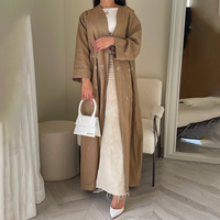Design personnalisé lin femmes Abaya Dubai 2024 naturel respirant luxe abaya robe pour prier