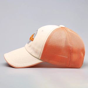 Casquette de baseball en coton 100 % OEM en gros, broderie personnalisée, promotionnelle, 6 panneaux, motif feuille rayée et lettres, en tissu courant - Product Image 4