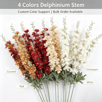 Bunga Delphinium Artifisial Mewah Elegan Putih Merah Champagne Tangkai Panjang untuk Dekorasi Vas Meja Pernikahan, Pesta Rumah, dan Acara