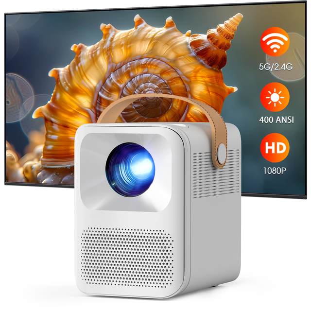 Smart WiFi Native Full HD 1080p Android Portable Mini Home LCD Projector Built-In with Speakers for Outdoor