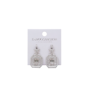 BANOGGZACKON Orecchini con diamanti taglio ottagonale in oro bianco, gioielli da festa di lusso da donna, colore G, diamante naturale - Product Image 1