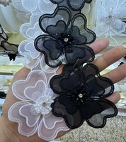 Ruban 3D personnalisé à la mode avec perles et papillons, garnitures, patchs, ruban noir à fleurs, accessoires de couture, broderie de perles, dentelle