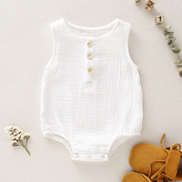 Barboteuse sans manches pour nouveau-né fille et garçon, étiquette personnalisée, body en mousseline 100% coton biologique, 1 pièce