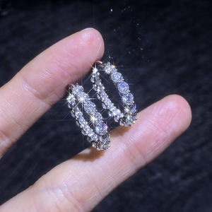 <span class=keywords><strong>Aros</strong></span> de lujo Sparking Full 3mm Moissanite pendientes 925 plata esterlina para mujeres Huggie boda compromiso joyería regalos - Product Image 4