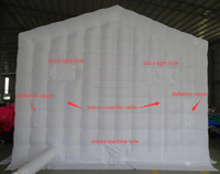 Arrière-cour géant grande grande fête blanche barre en pvc gonflable-boîte de nuit avec ventilateur d'écran de cinéma tente de boîte de nuit gonflable avec lumière