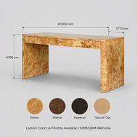 Bureau en bois de burl avec cascade de tiroirs et côtés en dalle, bureau moderne pour bureau à domicile, bureau contemporain en cascade pour maison et hôtel