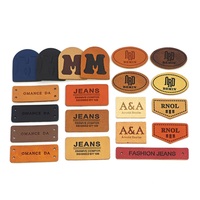 Étiquettes en cuir gaufrées personnalisées pour vêtements, forme ovale ou rectangulaire, matériau PU lavable, patch logo 3D, bord découpé au laser