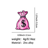 En gros, lot de 3 épingles en émail sur le thème de l'argent : broches et badges en forme de dollar rose, sac d'argent, grille-pain et nœud, pour vêtements