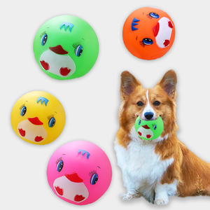 Üretici Toptan Satış Eko Dostu Vinil Karikatür Yüzlü Top Köpek Çiğneme Oyuncağı Ses Çıkaran İnteraktif Oyuncak Çoklu Renk Seçenekleri Mevcut - Product Image 1