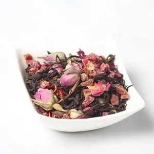 OEM Label pribadi teh buah campuran kering teh rasa Herbal menyegarkan teh hitam stroberi sehat untuk kecantikan