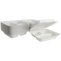 Boîte à compartiments en bagasse de canne à sucre de haute qualité, jetable, biodégradable, micro-ondable, 9 pouces, pour usage hôtelier et restauration rapide