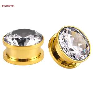 Evorte <span class=keywords><strong>Fashion</strong></span> - Joyería Corporal de Acero Inoxidable 316L con Circonita Cúbica, Expansores de Oreja, Túneles, Piercings, Ensanchadores de Oreja con Circonita Cúbica - Product Image 5
