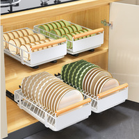 Étagère de rangement coulissante à 2 niveaux pour armoire sous évier, organisateur d'épices et d'ustensiles de cuisine, support en maille pour vaisselle