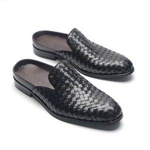 Mocassins en cuir tressé noir à bout pointu, chaussures habillées pour hommes, toutes saisons, dessus en cuir véritable, semelle extérieure en caoutchouc - Product Image 6
