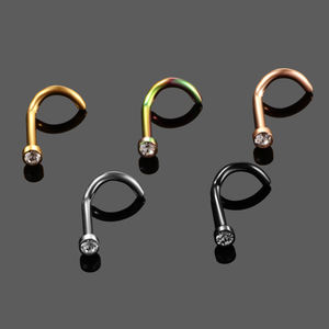 Venta al por mayor G23 <span class=keywords><strong>titanio</strong></span> 20G nariz pendiente Piercings CZ cristal nariz Stud Piercings gema nariz anillos Nariz tornillo Piercing joyería - Product Image 4