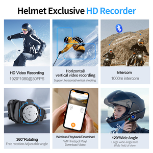 オートバイヘルメットヘッドフォン1080Pビデオ録画カメラBT 1000Mインターホン防水ノイズリダクションワイヤレスヘッドセット - Product Image 3