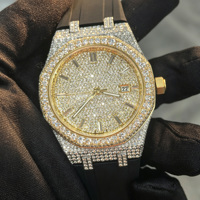 Montre mécanique de luxe en moissanite sertie de diamants, entièrement incrustée de diamants, étanche 50M, fermoir papillon, pour mariage et vente au détail