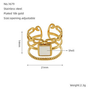 Holle geometrische <span class=keywords><strong>ring</strong></span>, verkleuringsvrij, damesmode <span class=keywords><strong>ring</strong></span>, 18K verguld roestvrijstalen <span class=keywords><strong>ring</strong></span> voor dames - Product Image 6