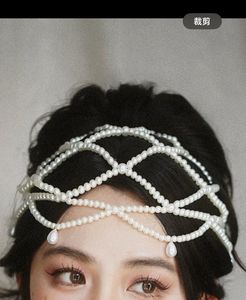 Chaîne de tête vintage rétro en perles en forme de larme, coiffe bohème pour mariée, accessoires de cheveux pour femmes pour mariage et soirées - Product Image 6