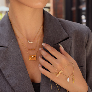 Perhiasan trendi kalung zirkon amplop baja tahan karat berlapis emas 18K untuk anak perempuan - Product Image 3