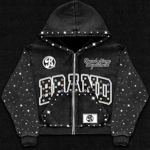 Full <b>Zip</b> Streetwear Hoodie Men's Casual Graphic Print <b>Zip</b> Hoodie with Ribbed Cuffs and Adjustable <b>Hood</b> Custom Men Fashion Hoodie - Product Image 1