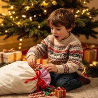 Sac cadeau de Noël en toile réutilisable à rayures avec cordon de serrage, personnalisable avec nom, sac du Père Noël avec nœud en ruban rouge, vente en gros