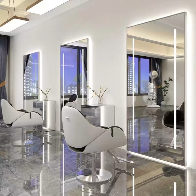 Barber Shop Mirror Led Smart With Lights Wall Hair Salon Perm Mirror Hairdressing Mirror Table Haircutting
