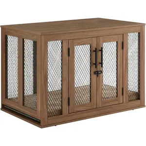 Hot Selling Mesh Dog Kennels with Double Doors and End Table Dog House/Wooden dog cage