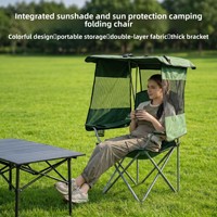 Chaise pliante d'extérieur en fer pour la pêche, la plage et le camping, avec accoudoirs élargis et rehaussés, chaise respirante en maille avec protection contre la pluie et le soleil