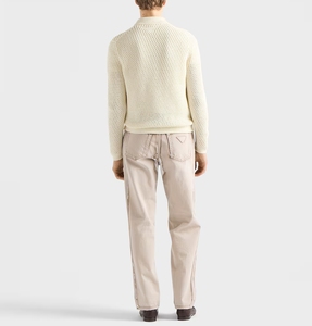 <span class=keywords><strong>Cardigan</strong></span> in Maglia per Uomo con Logo Ricamato Personalizzato, 100% Cotone, Design Traforato, Casual, <span class=keywords><strong>Slim</strong></span> Fit, Beige, Manica Lunga - Product Image 3