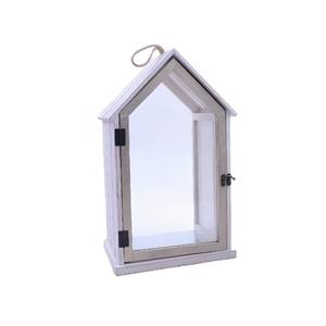 Farol Grande de Madera con Borde Gris 27x20 H. 46cm - Product Image 1
