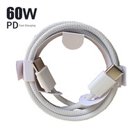 Cable de Carga Rápida USB C de 60w para Teléfono Móvil, Adaptador de Corriente Tipo C, Cable de Datos de Carga Rápida para iPhone 15 16 17 Pro