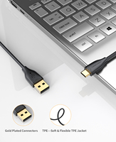 Câble de charge rapide 3A Type C en gros, USB-A vers USB-C, plaqué or, 480 Mbps, pour la charge de téléphones