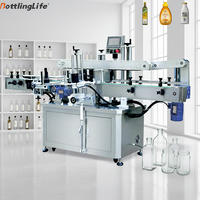 Machine d'impression d'étiquettes pour huile d'olive et miel à commande tactile automatique, pour bouteilles plates et bouteilles en plastique