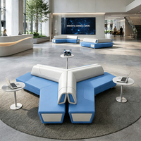 Ensemble de canapés de direction en cuir 3 places avec ottoman, modulaire et personnalisable, pour hall d'hôtel commercial, fournisseur OEM en gros