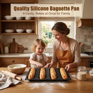 Molde de silicona perforado para pan, sin recubrimiento, antiadherente, con 5 ranuras, bandeja para hornear resistente al calor para pan <span class=keywords><strong>casero</strong></span> tipo Subway - Product Image 3